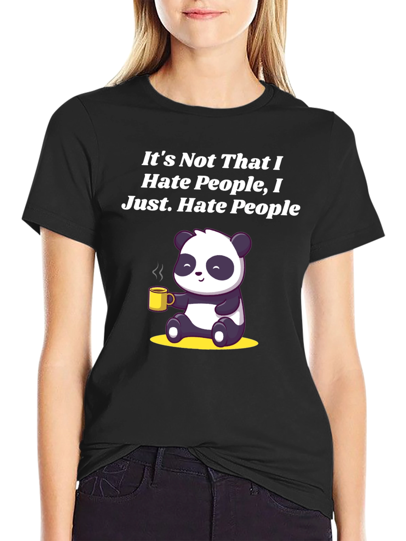 Hate People Panda Graphic Tee - Funny Soft Cotton
