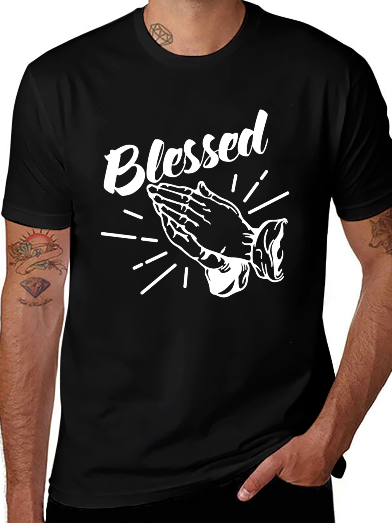 Blessed Graphic T-Shirt - Short Sleeve Crew Neck Top