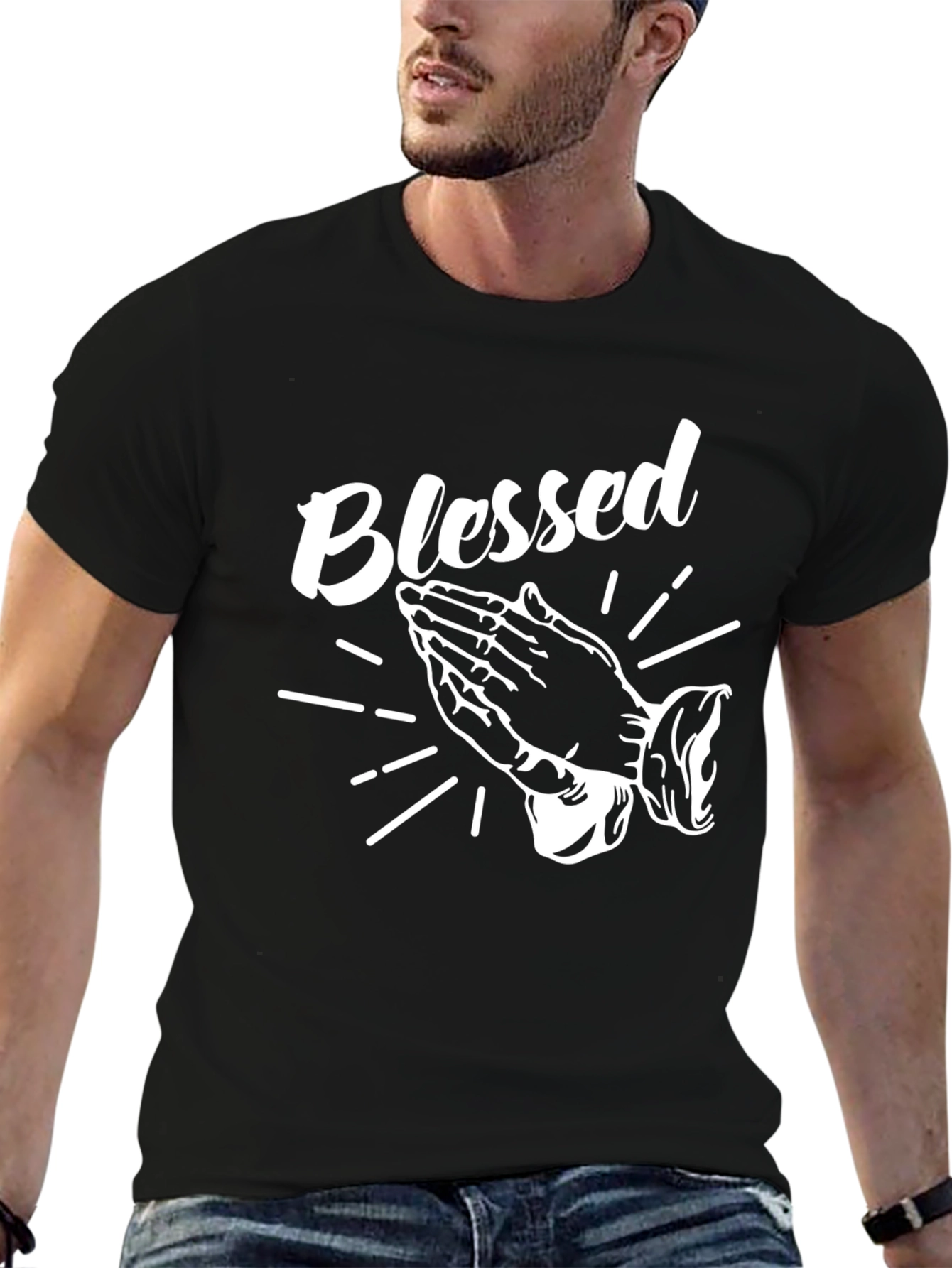 Blessed Graphic T-Shirt - Short Sleeve Crew Neck Top