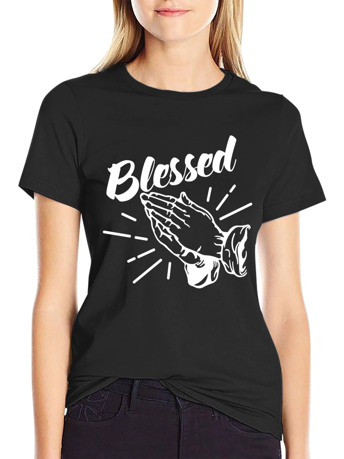 Blessed Graphic T-Shirt - Short Sleeve Crew Neck Top