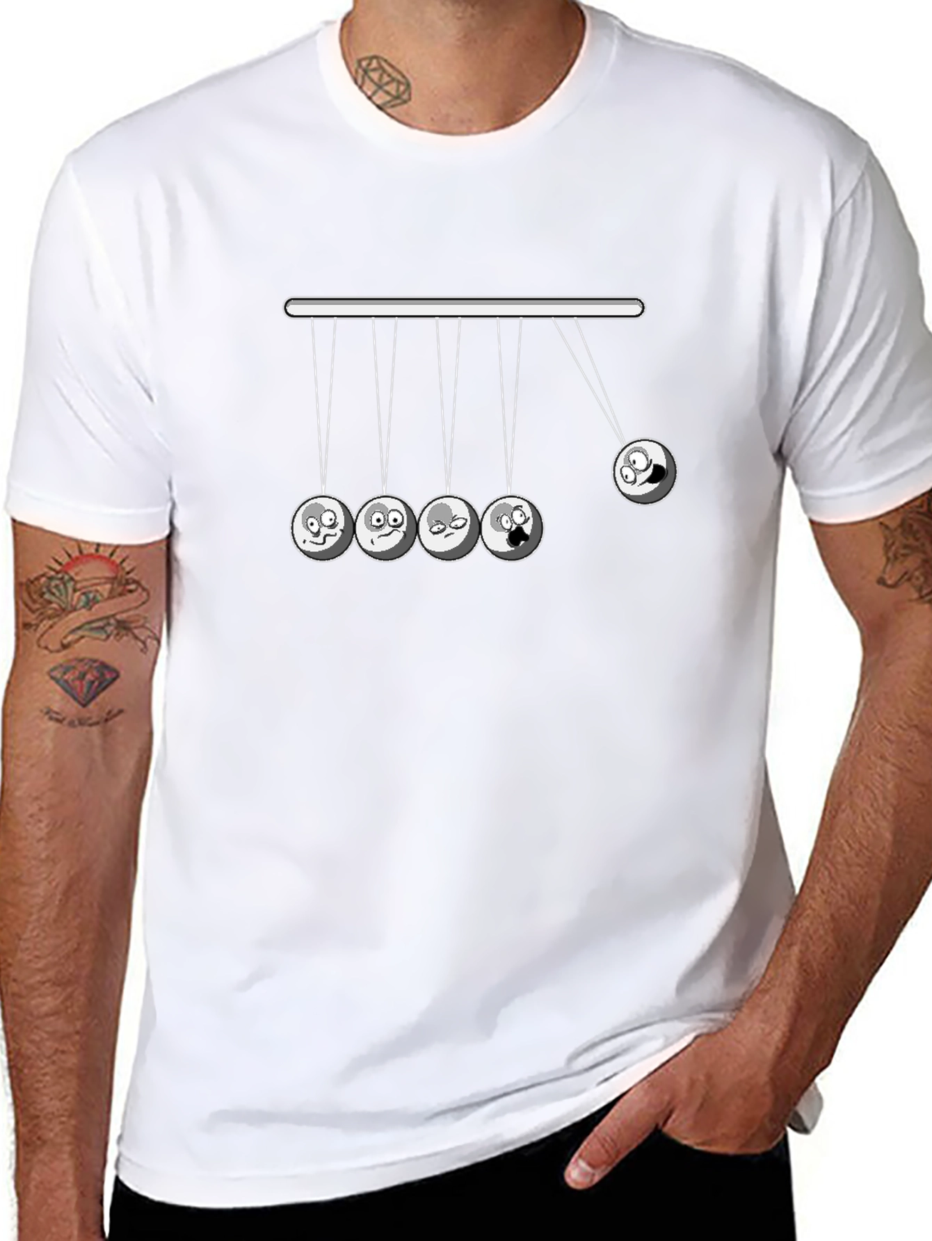 Funny Newtons Cradle Graphic Tee - Black