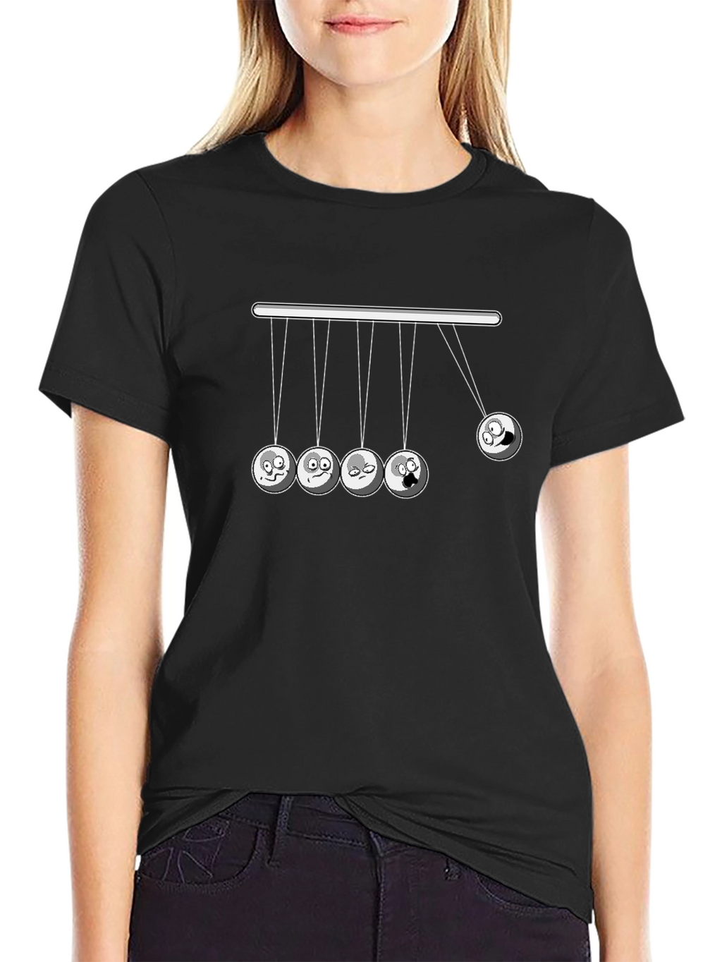 Funny Newtons Cradle Graphic Tee - Black