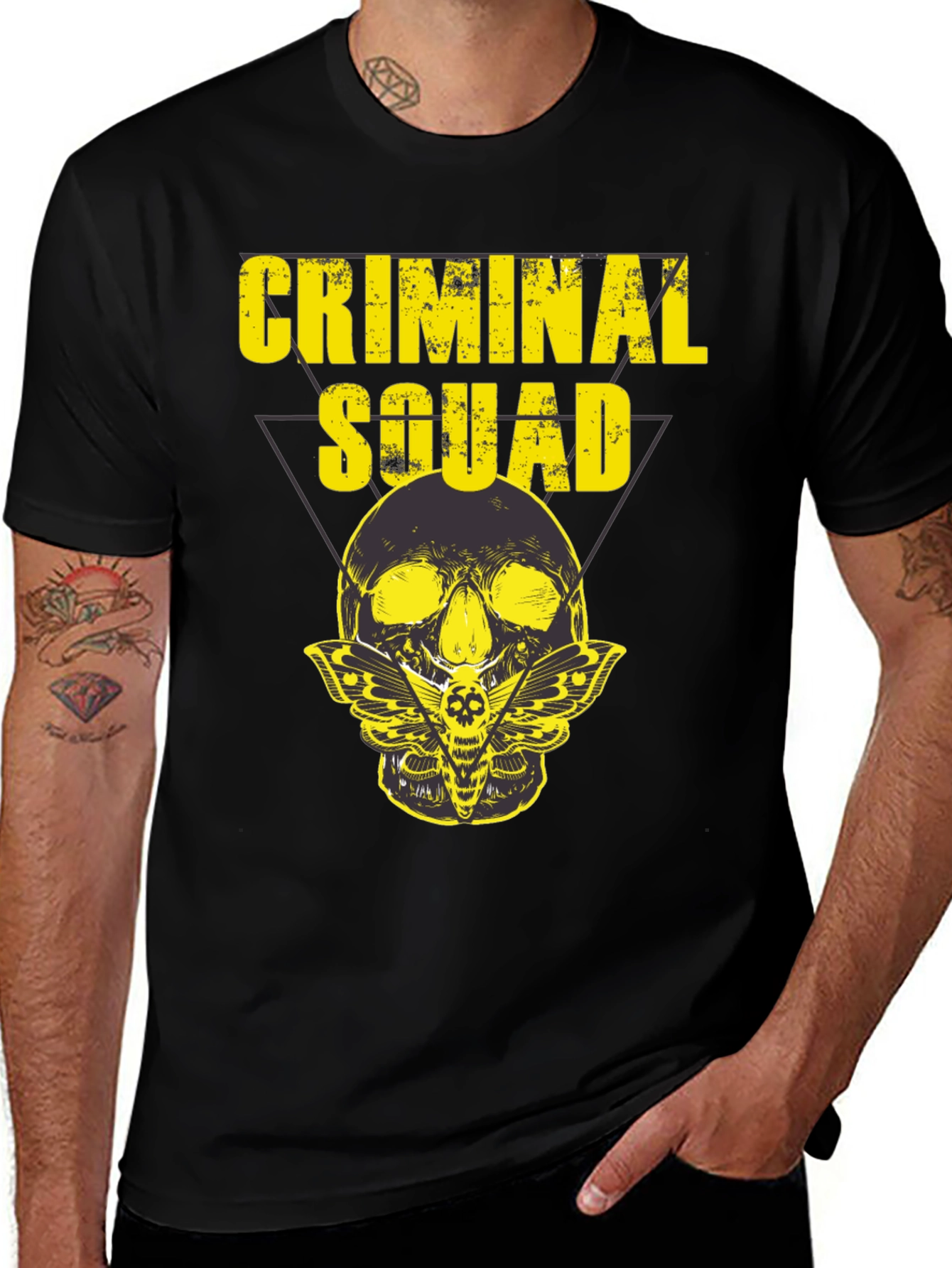 Criminal Squad Graphic T-Shirt - Skull & Moth Design