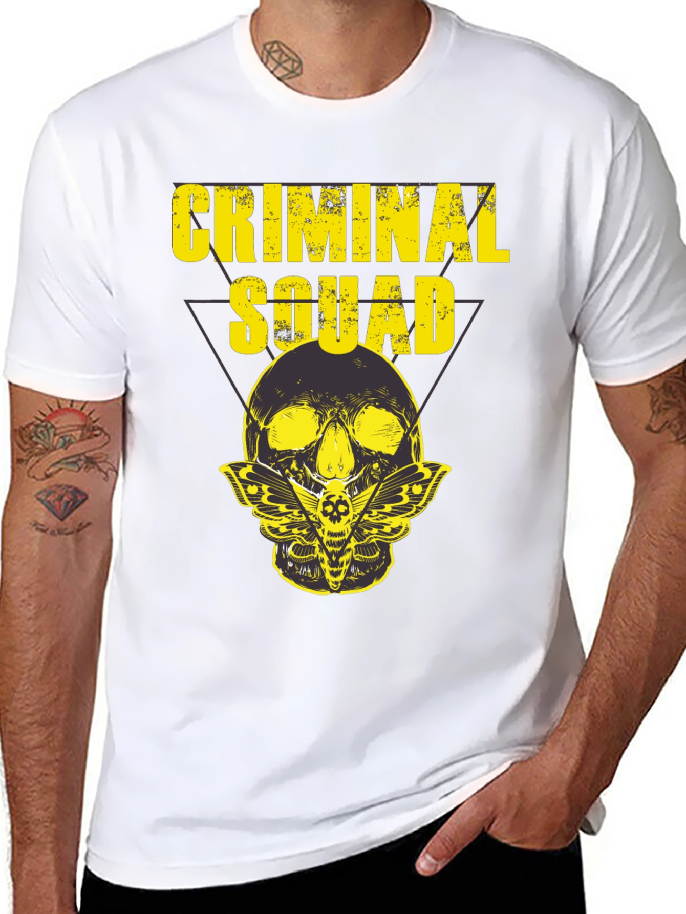Criminal Squad Graphic T-Shirt - Skull & Moth Design