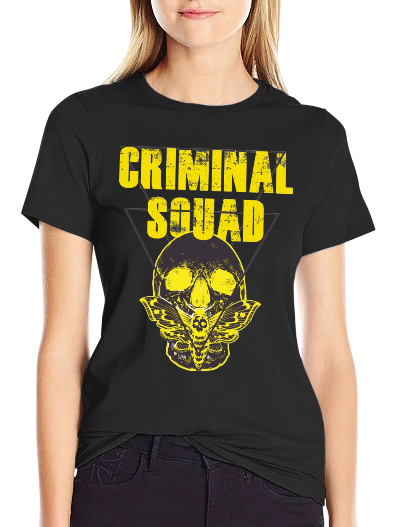Criminal Squad Graphic T-Shirt - Skull & Moth Design