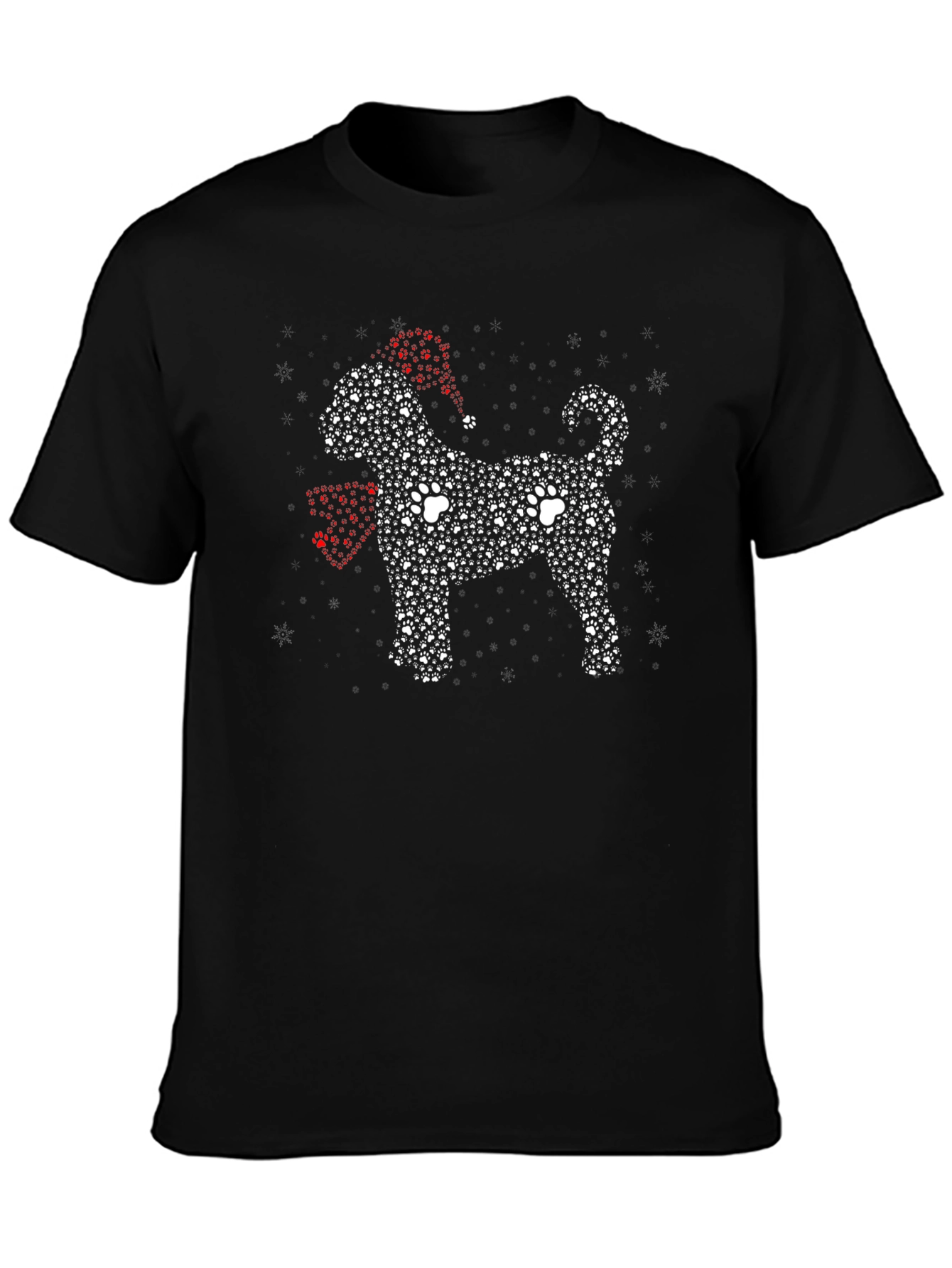 Dog Paw Print Christmas T-Shirt
