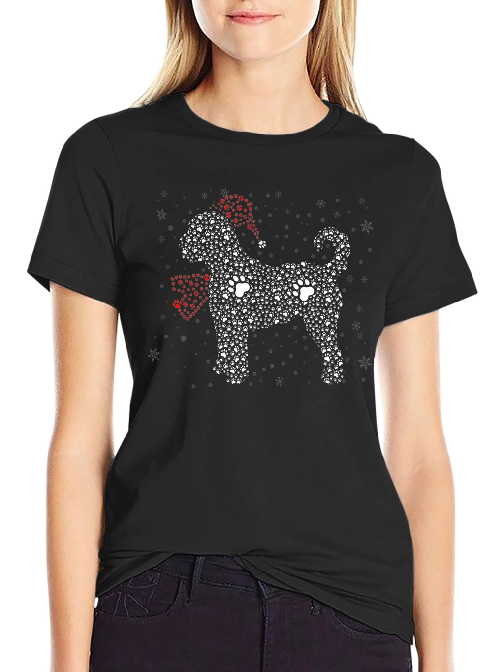 Dog Paw Print Christmas T-Shirt