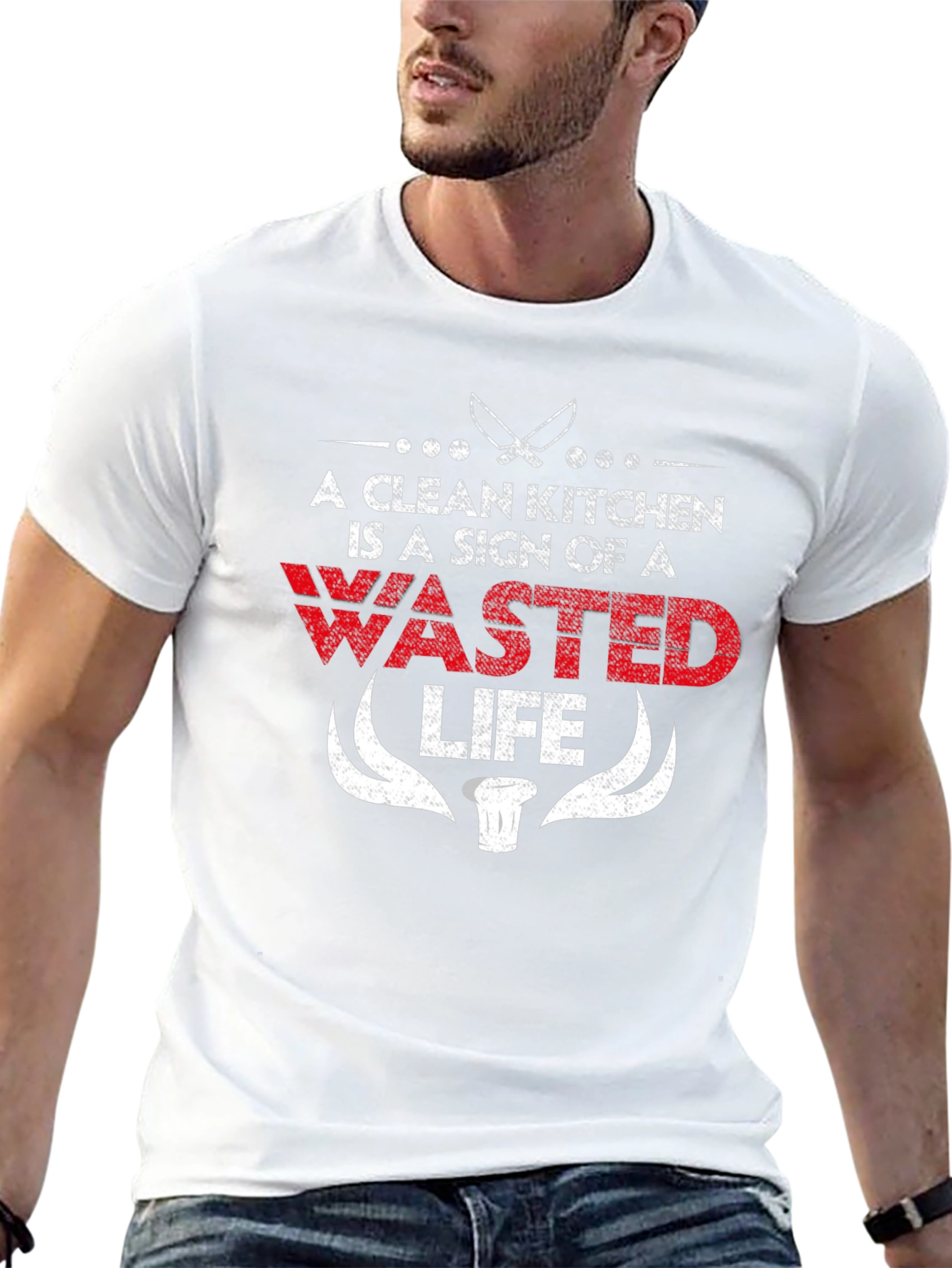 A Clean Kitchen is a Wasted Life Funny Chef T-Shirt