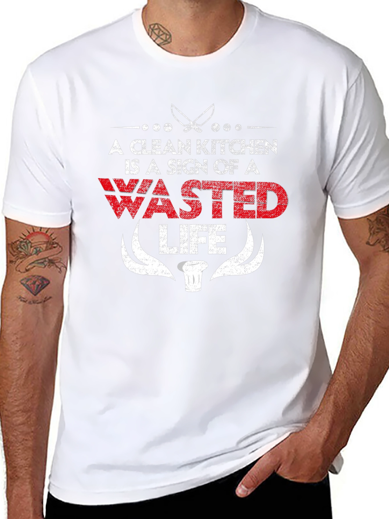 A Clean Kitchen is a Wasted Life Funny Chef T-Shirt