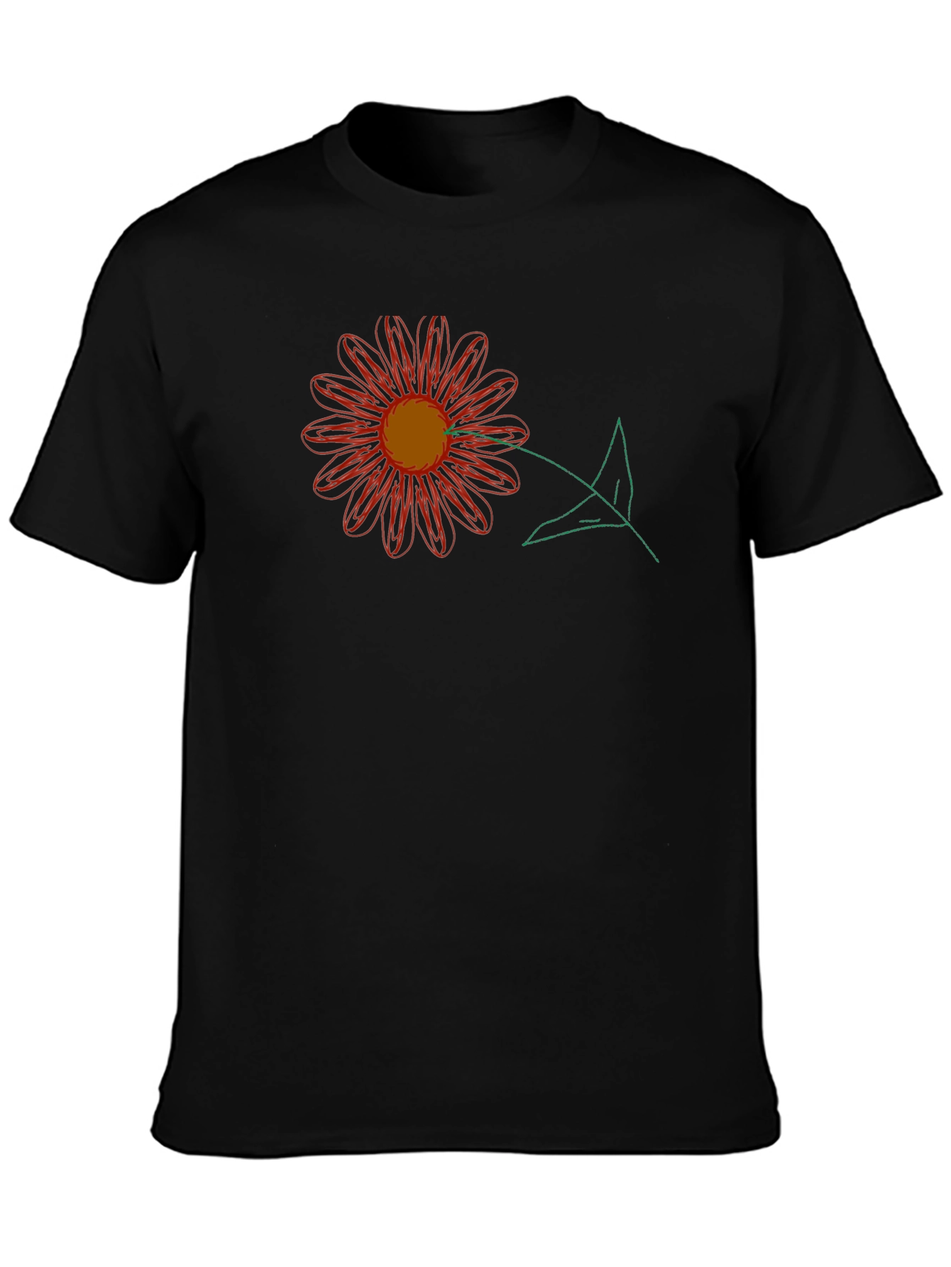 Black T-Shirt with Floral Graphic Print