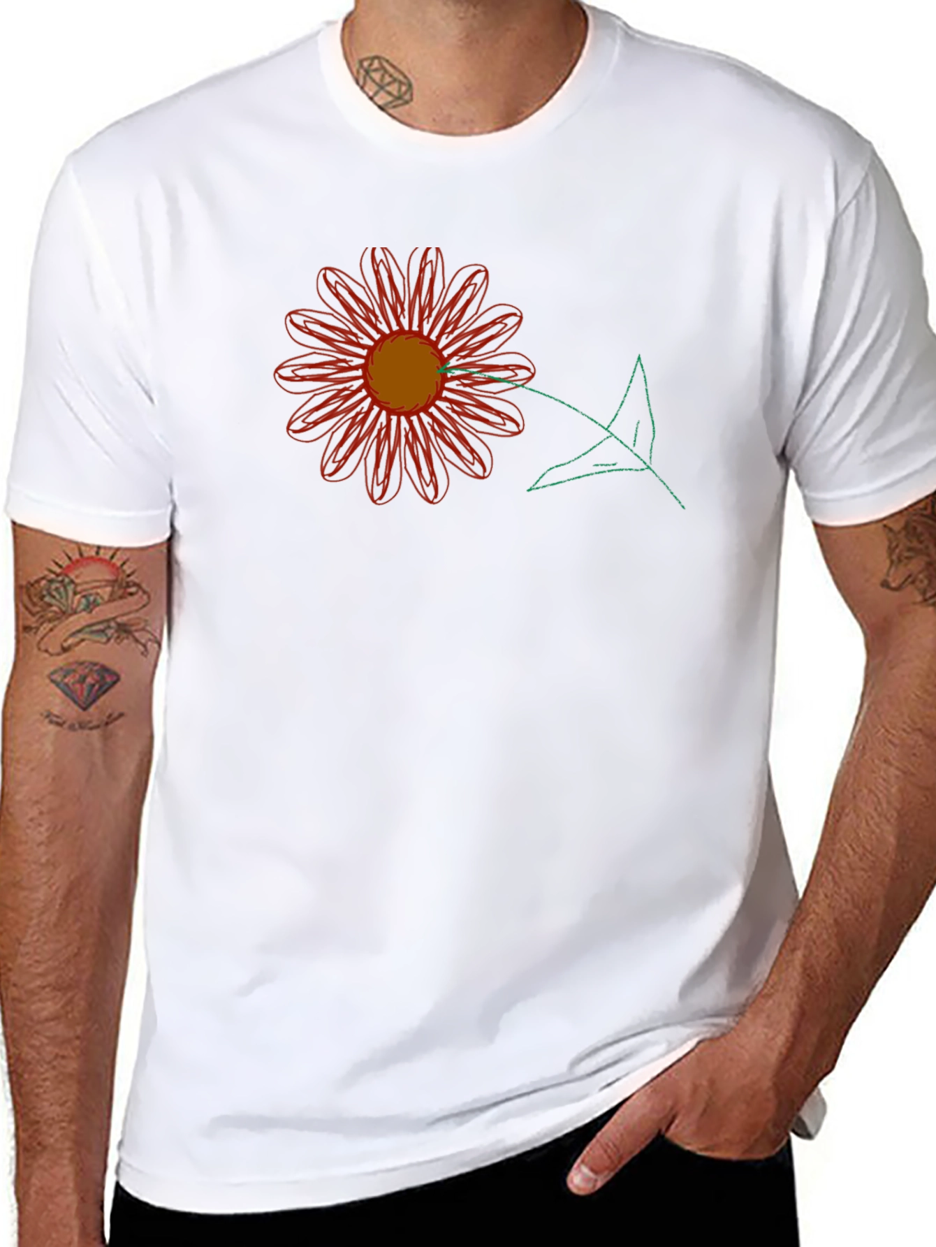 Black T-Shirt with Floral Graphic Print