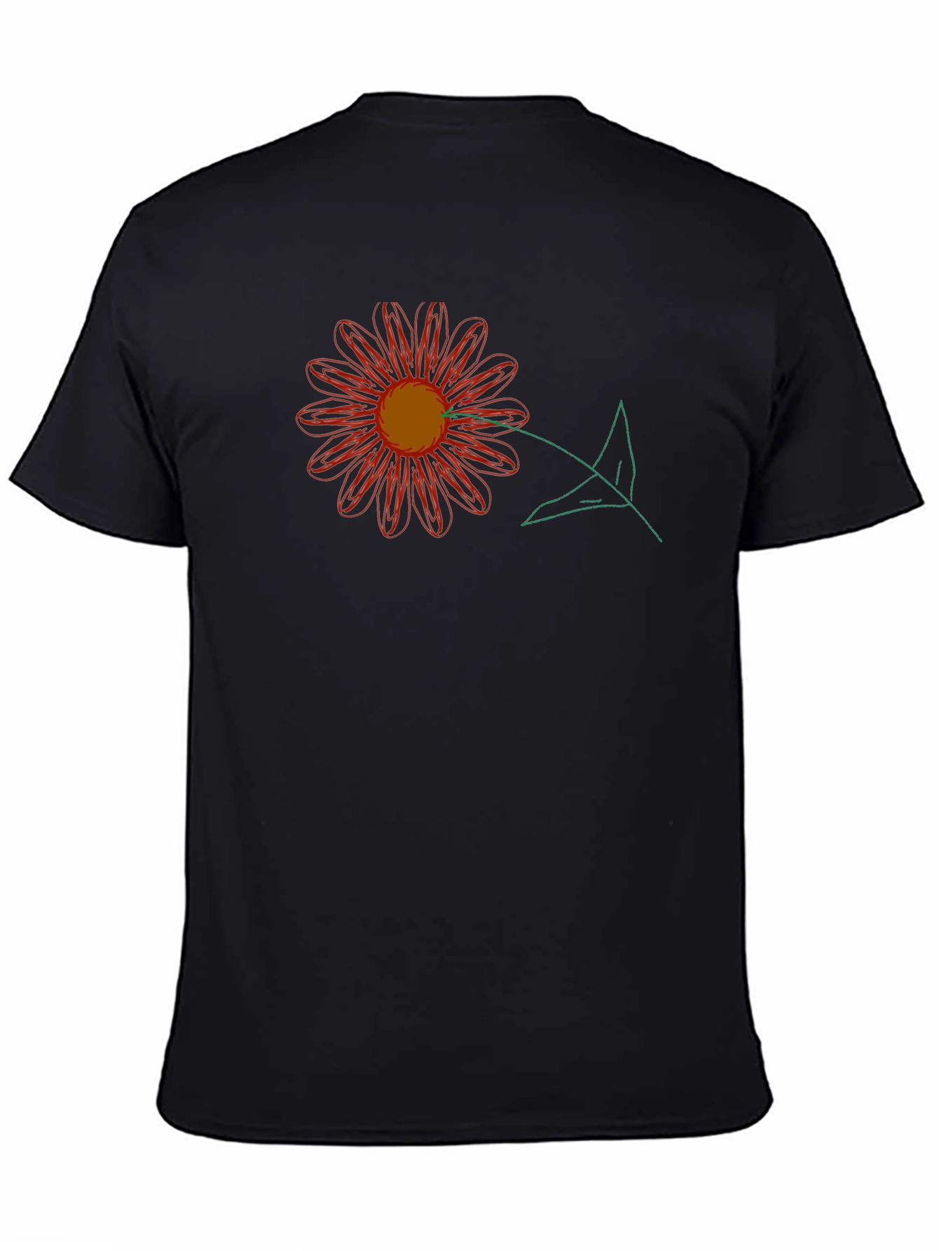 Black T-Shirt with Floral Graphic Print