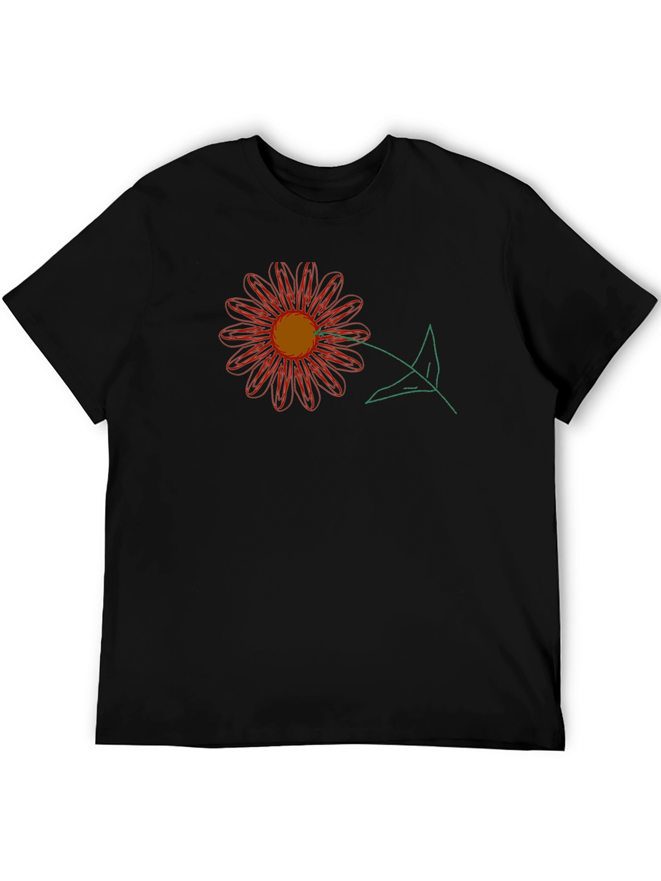 Black T-Shirt with Floral Graphic Print