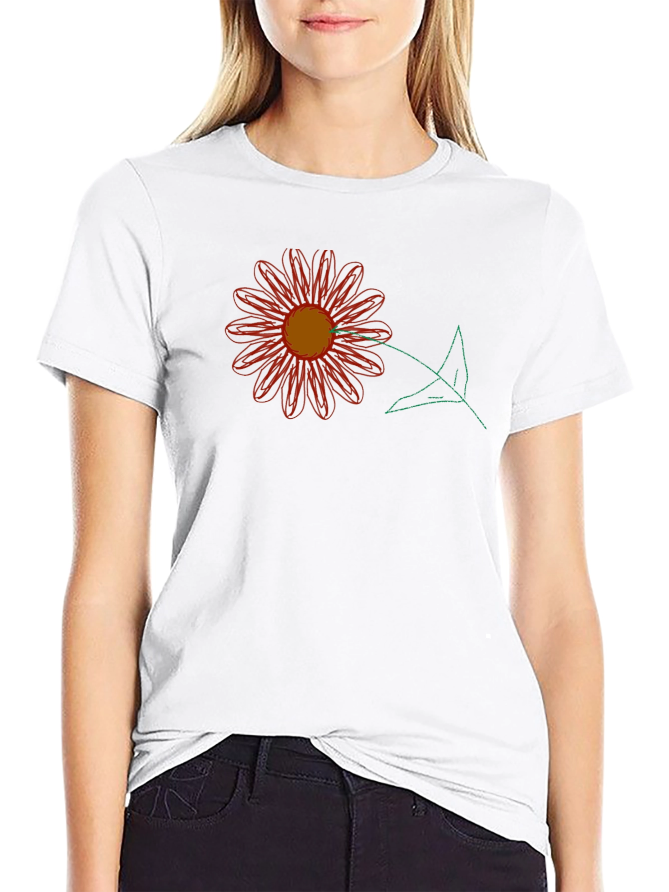 Black T-Shirt with Floral Graphic Print
