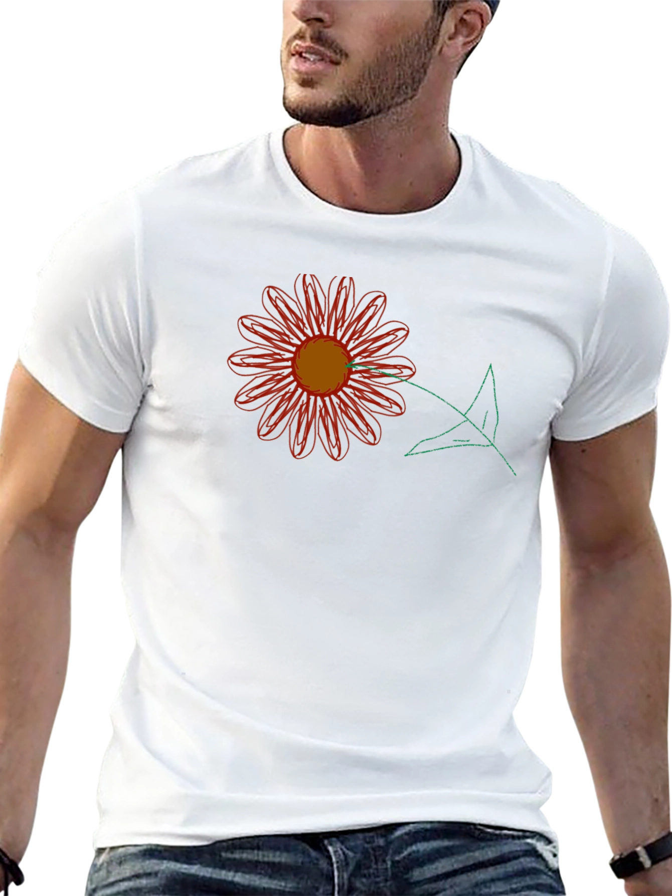 Black T-Shirt with Floral Graphic Print