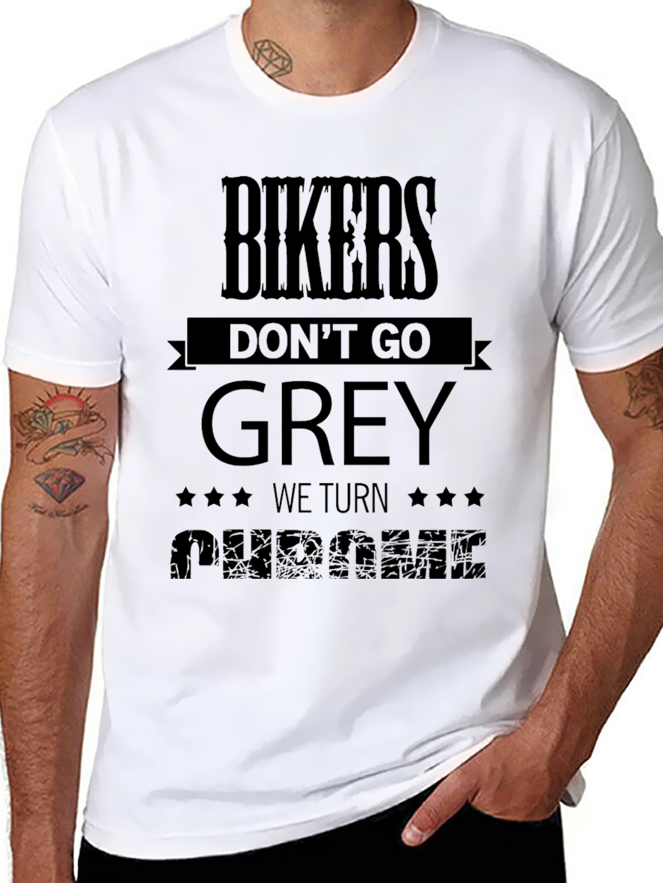 Bikers Dont Go Grey - We Turn Chrome Black T-Shirt