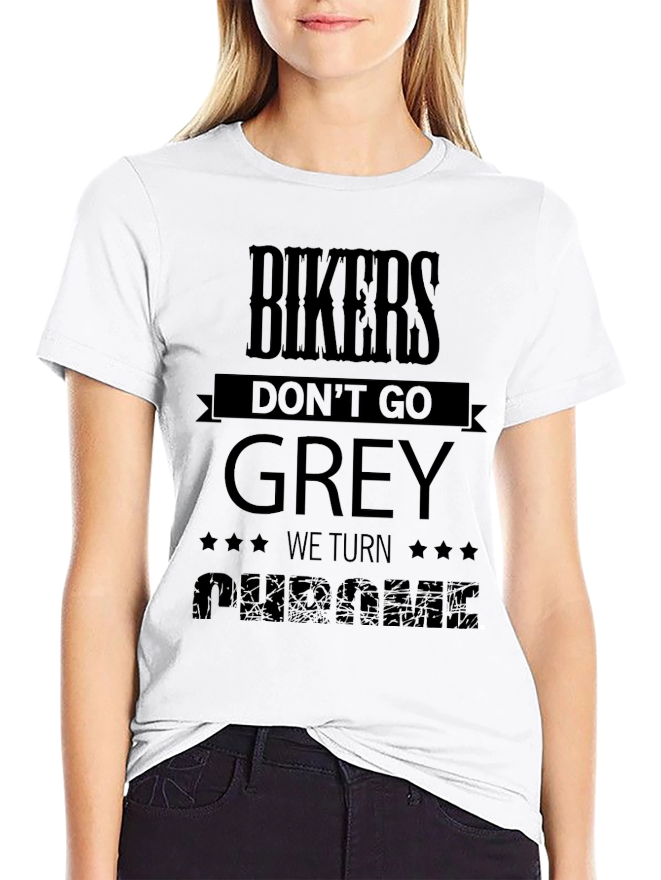 Bikers Dont Go Grey - We Turn Chrome Black T-Shirt