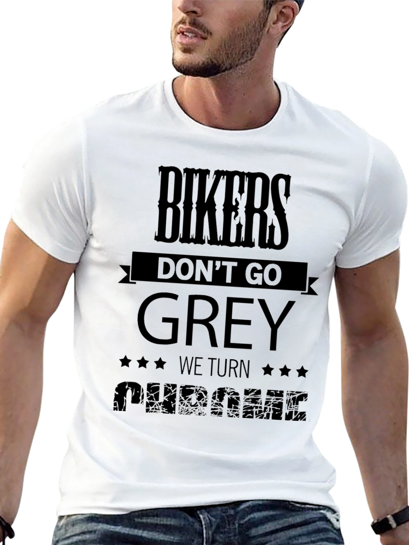 Bikers Dont Go Grey - We Turn Chrome Black T-Shirt