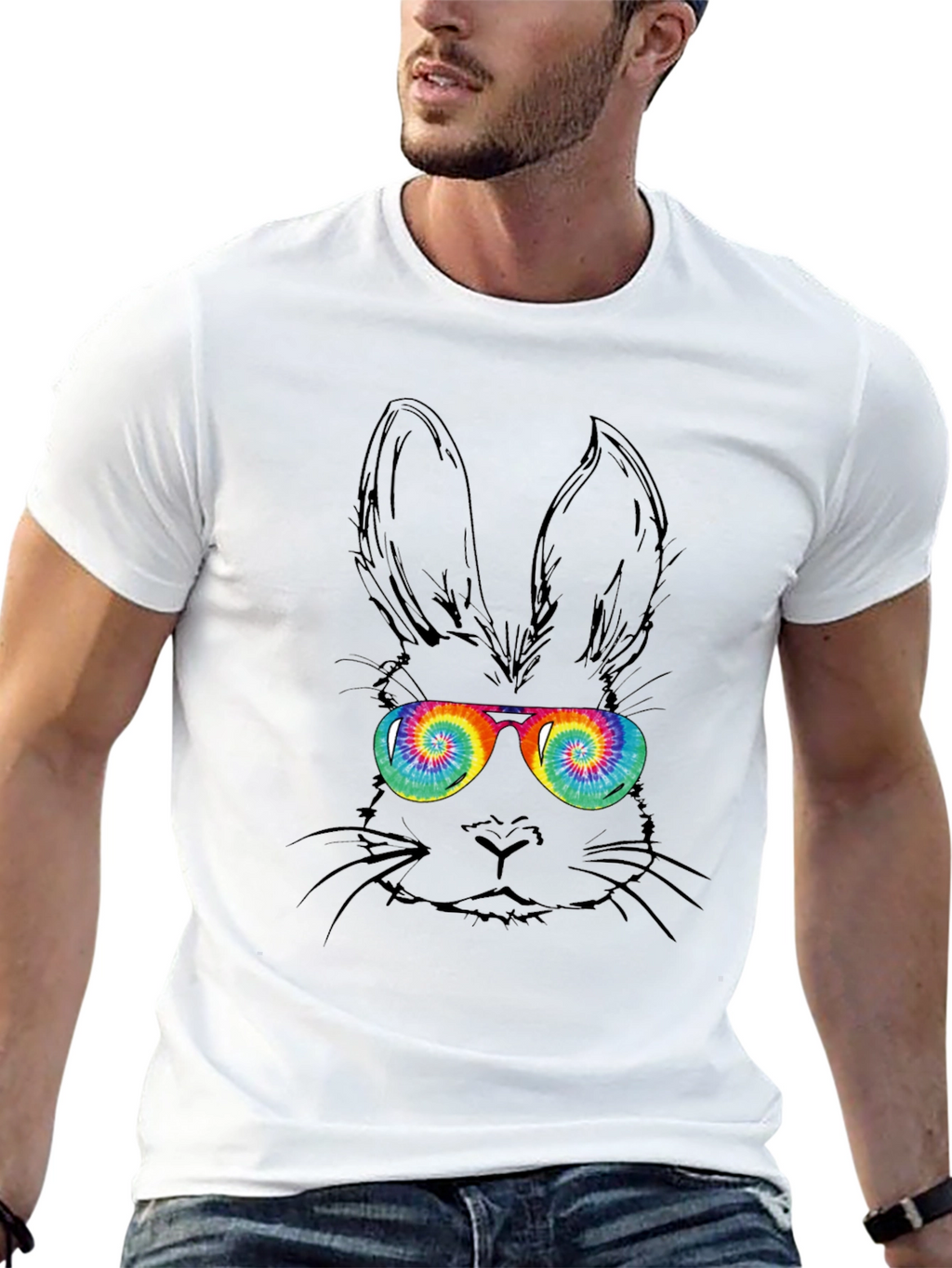 Cool Bunny Tee - Tie Dye Glasses