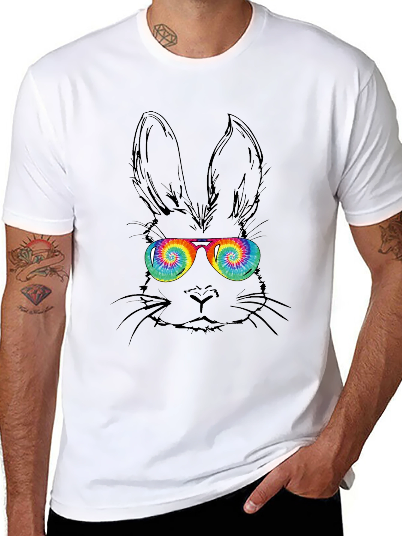 Cool Bunny Tee - Tie Dye Glasses