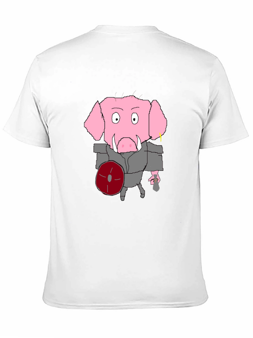 Cartoon Pig Gladiator Black T-Shirt