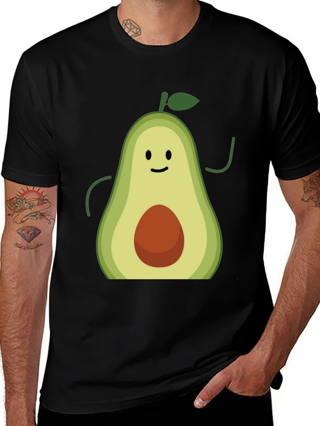 Avocado Graphic Tee - Black Cotton T-Shirt