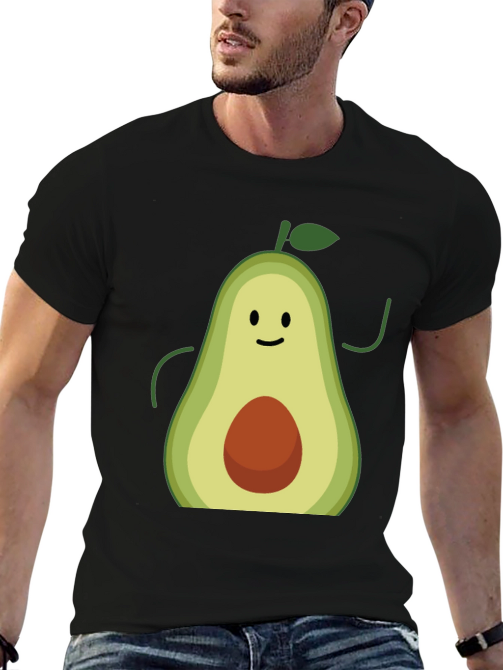 Avocado Graphic Tee - Black Cotton T-Shirt