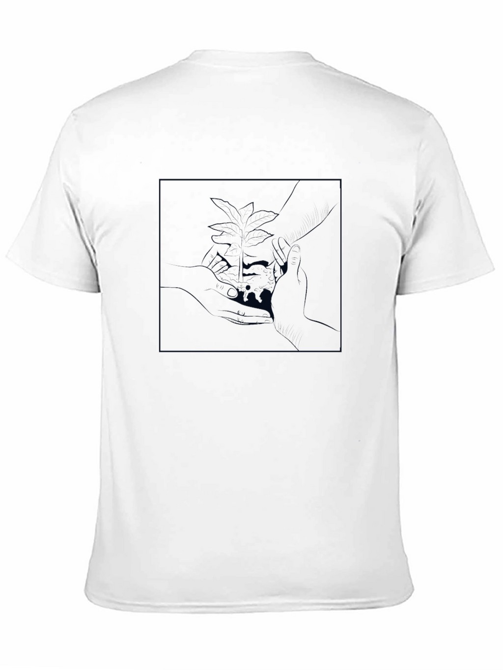 Modern Black Tee with Abstract Plant Design