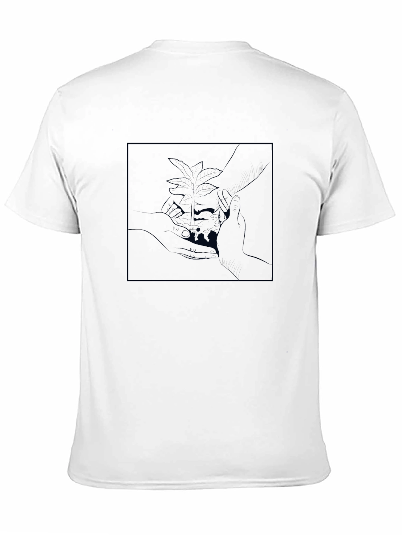 Modern Black Tee with Abstract Plant Design