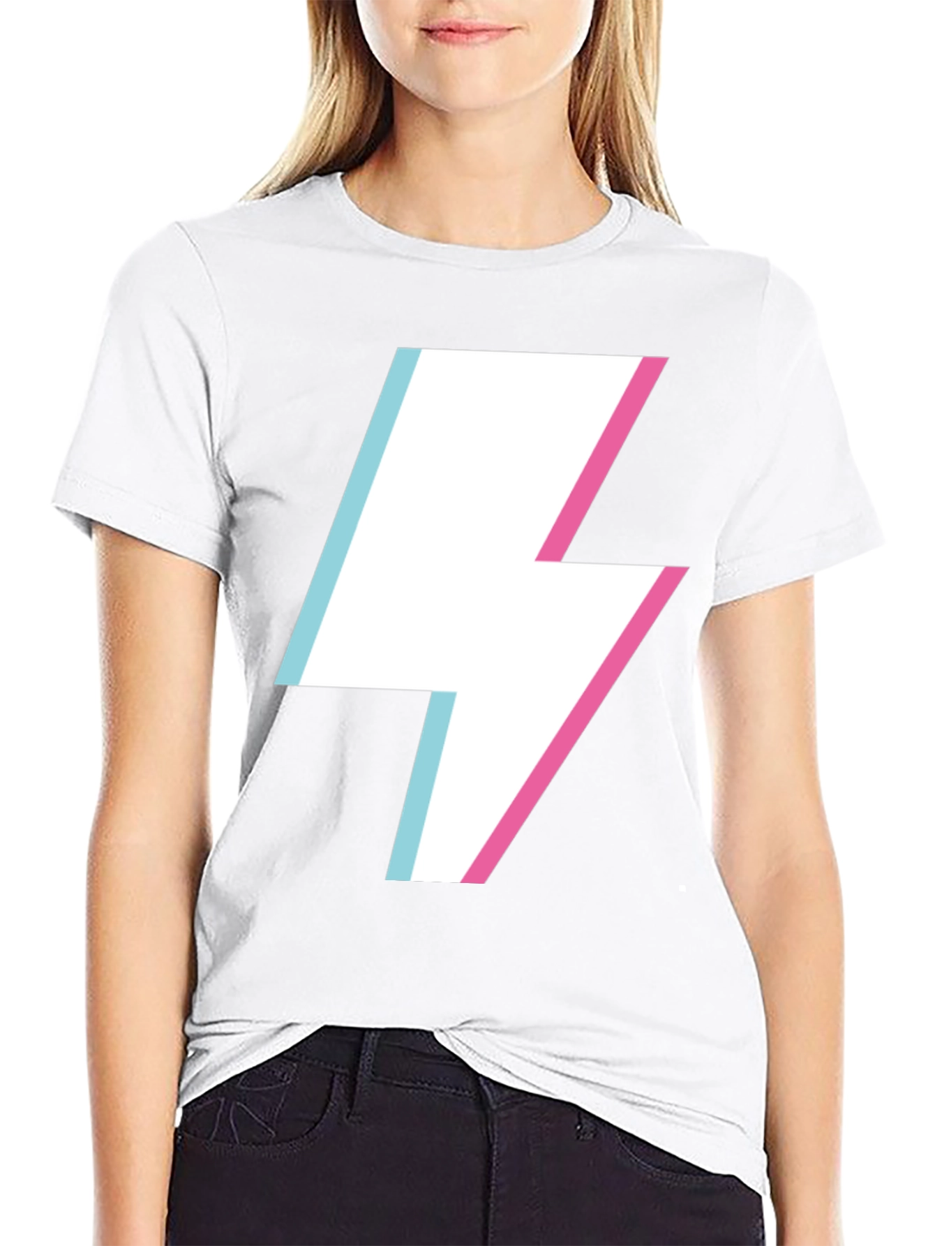 Lightning Bolt Graphic Tee - Black Cotton Casual Shirt