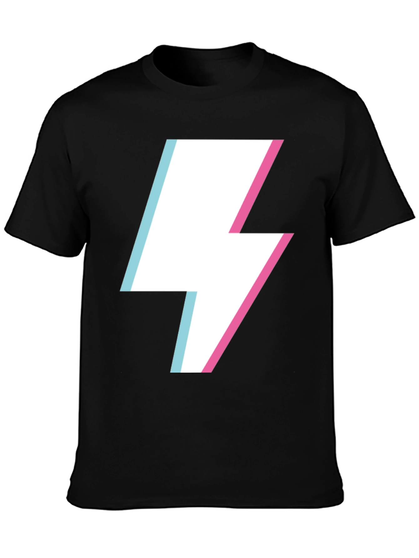 Lightning Bolt Graphic Tee - Black Cotton Casual Shirt