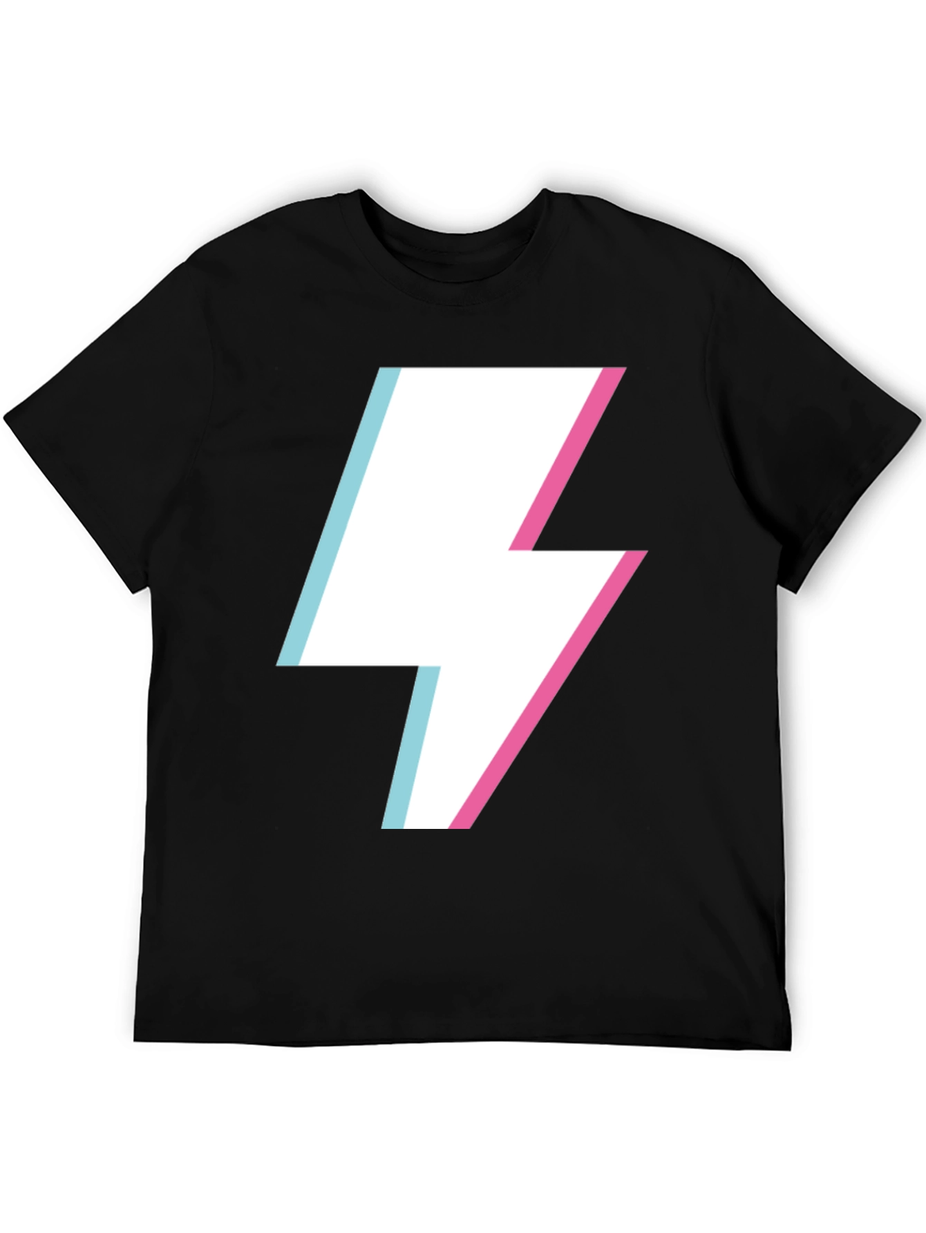 Lightning Bolt Graphic Tee - Black Cotton Casual Shirt