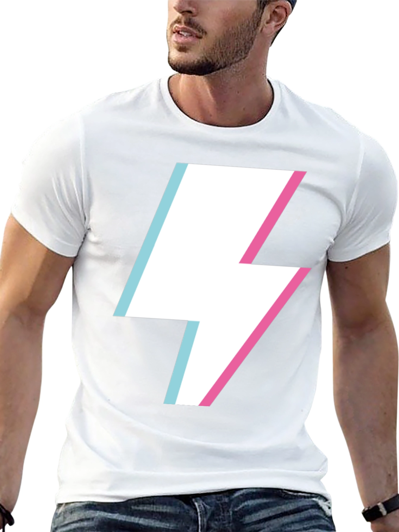 Lightning Bolt Graphic Tee - Black Cotton Casual Shirt