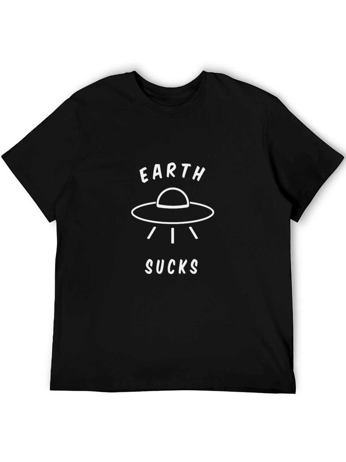 Earth Sucks UFO Graphic T-Shirt - Black Cotton Tee