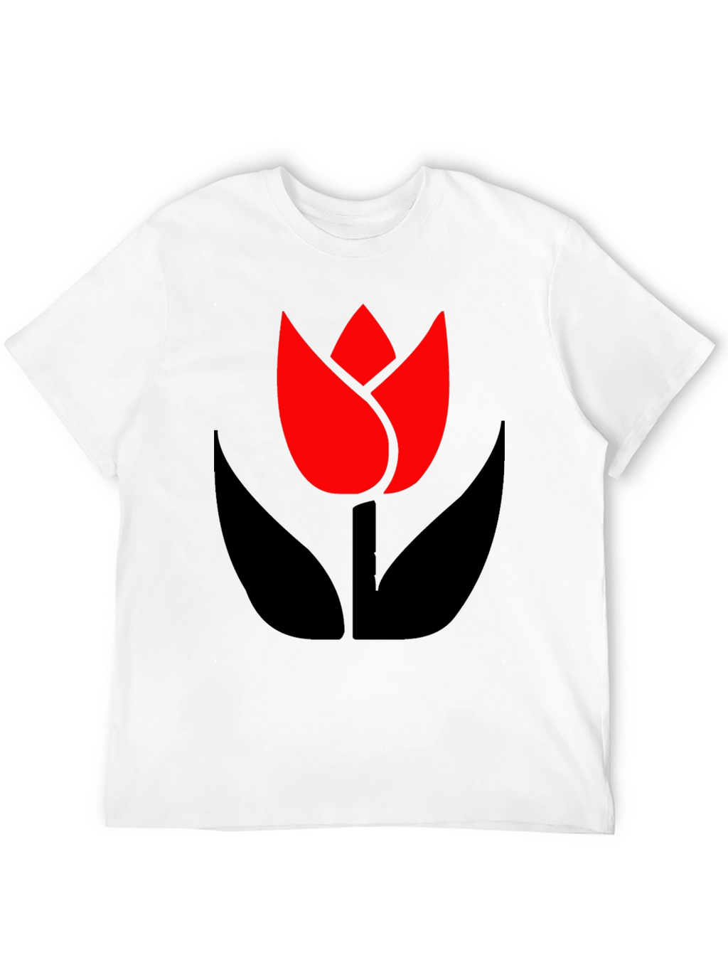 Bold Black T-Shirt with Modern Tulip Design