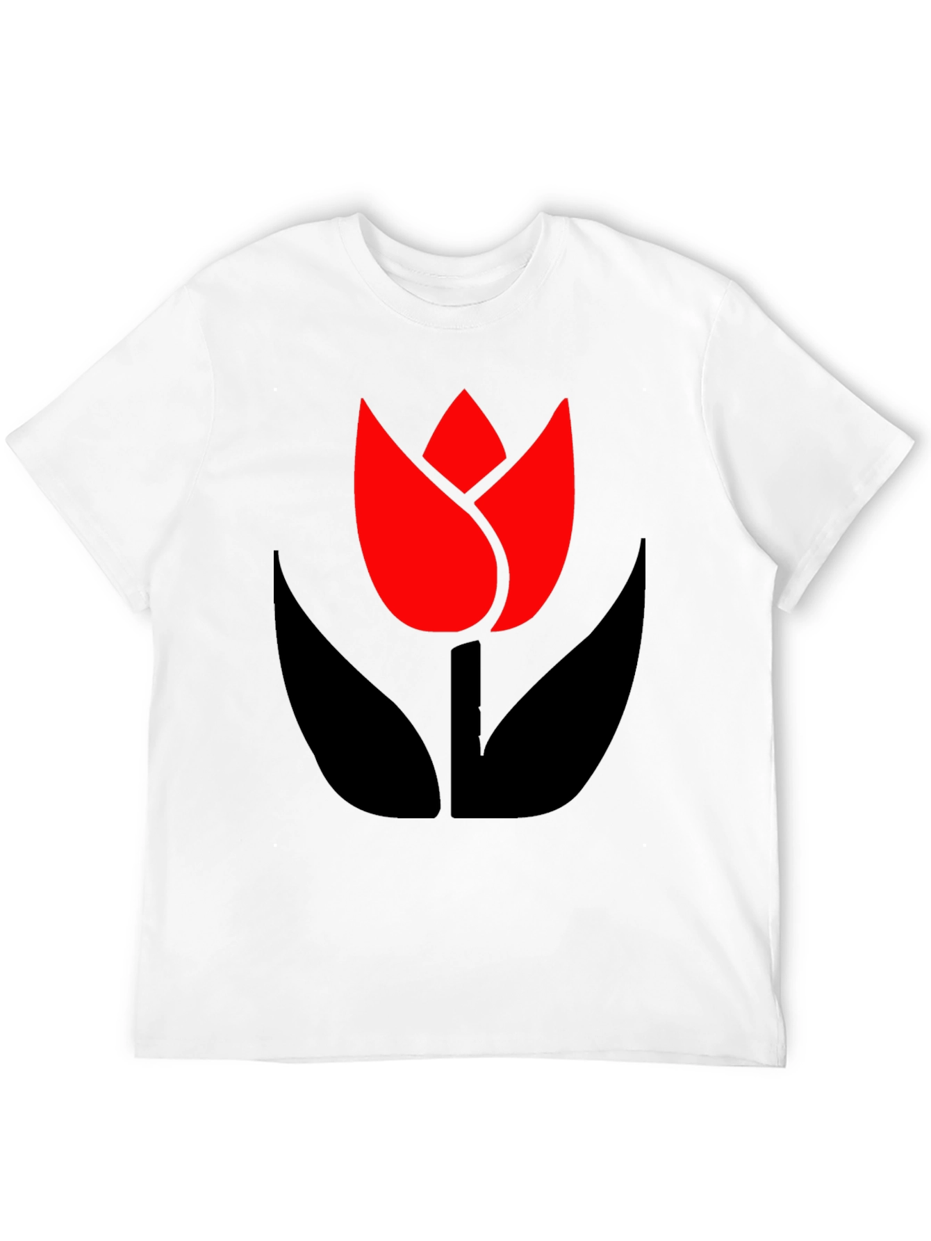 Bold Black T-Shirt with Modern Tulip Design