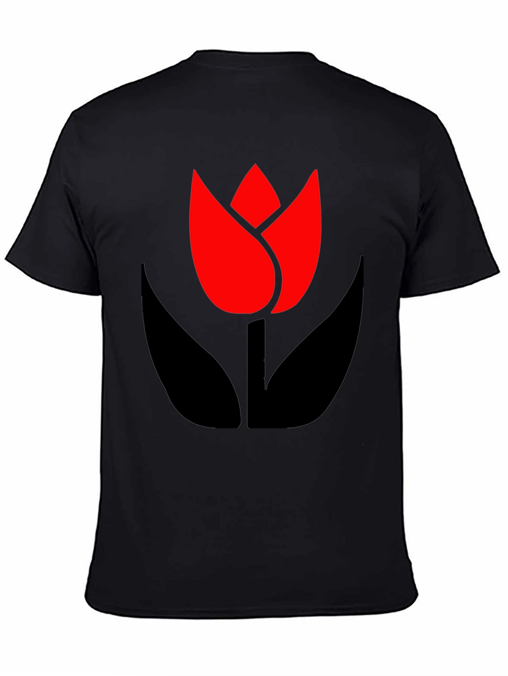 Bold Black T-Shirt with Modern Tulip Design