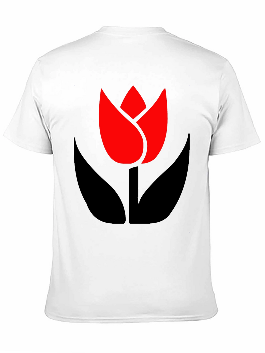 Bold Black T-Shirt with Modern Tulip Design