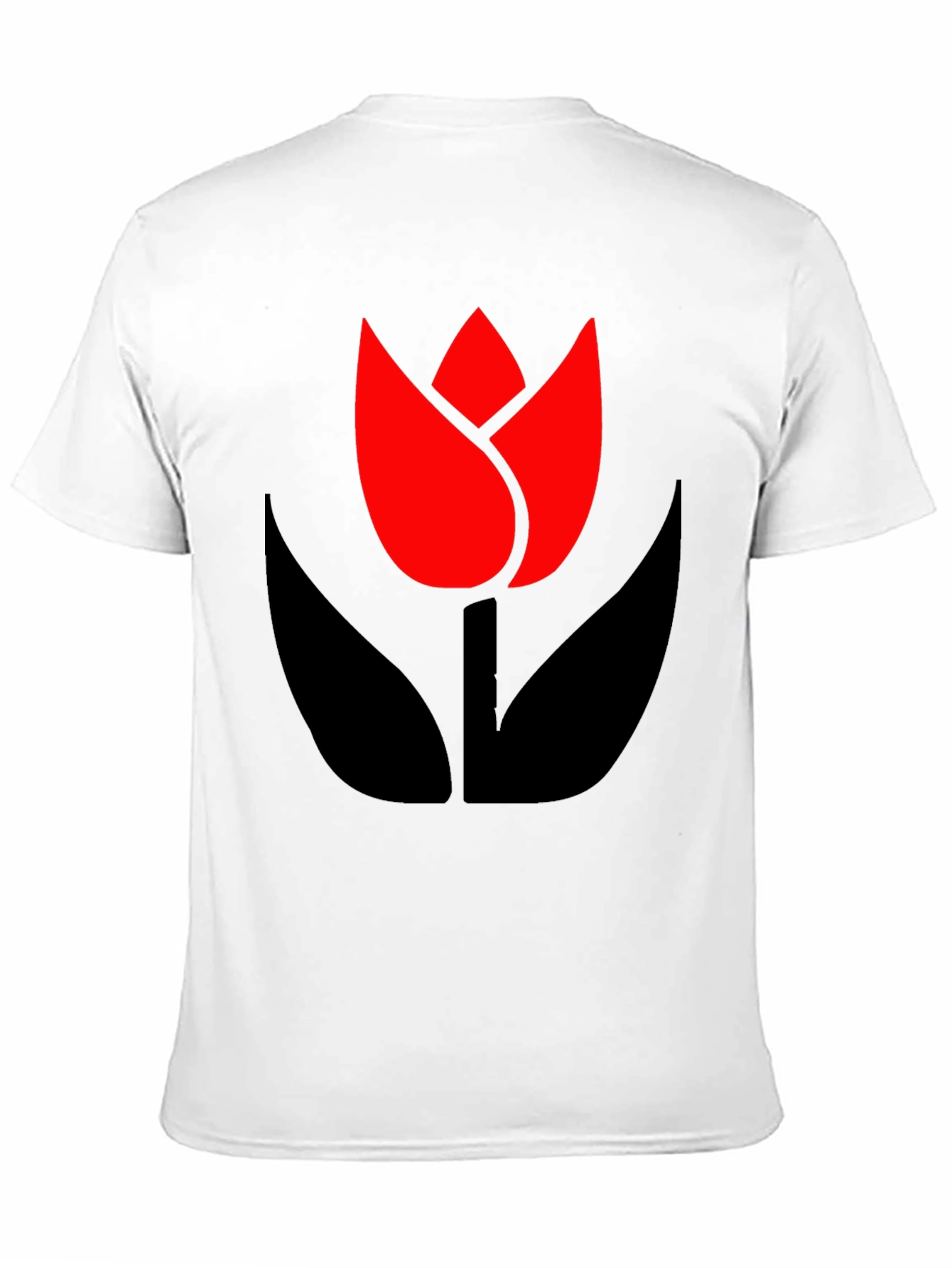 Bold Black T-Shirt with Modern Tulip Design