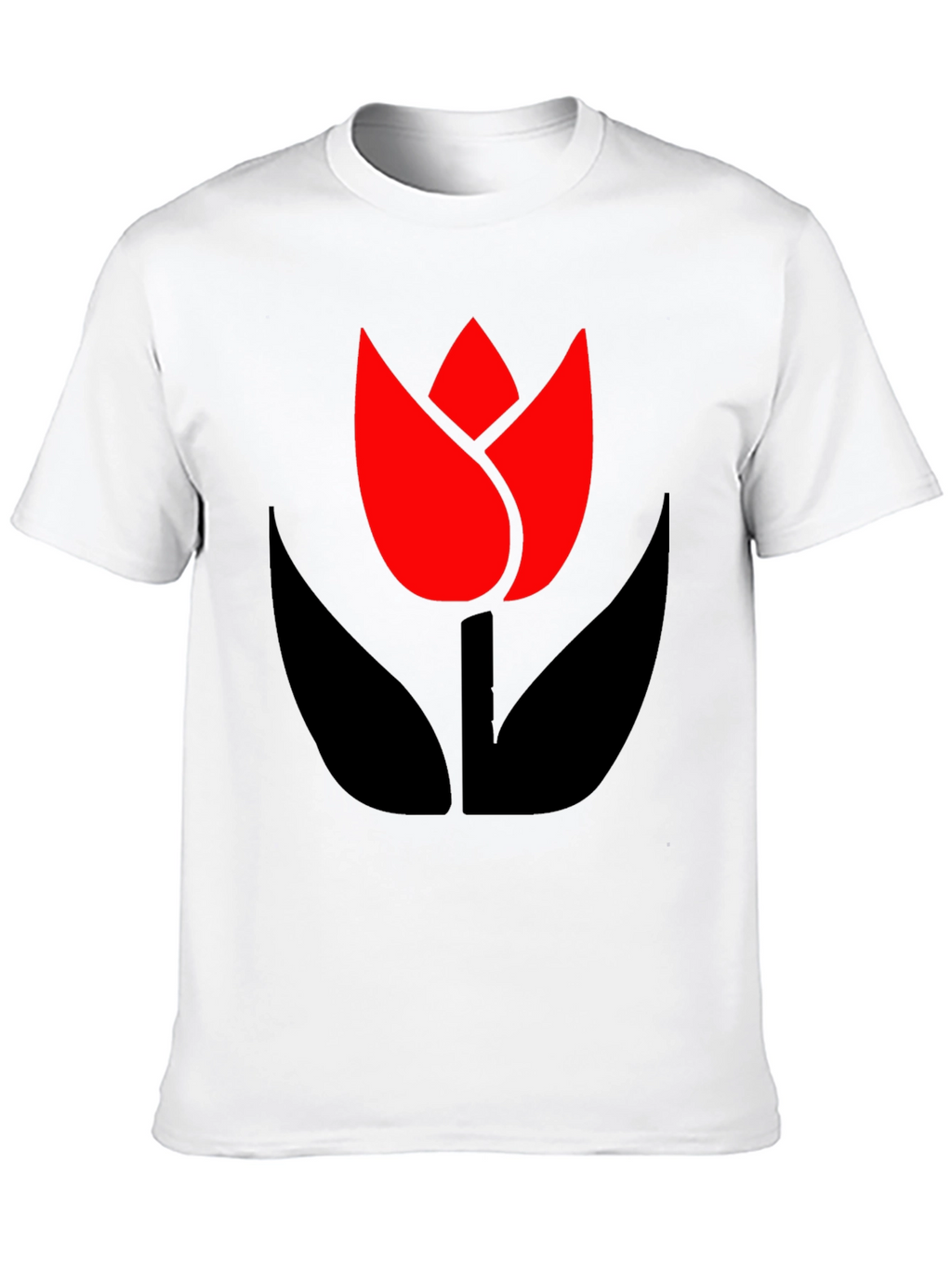 Bold Black T-Shirt with Modern Tulip Design