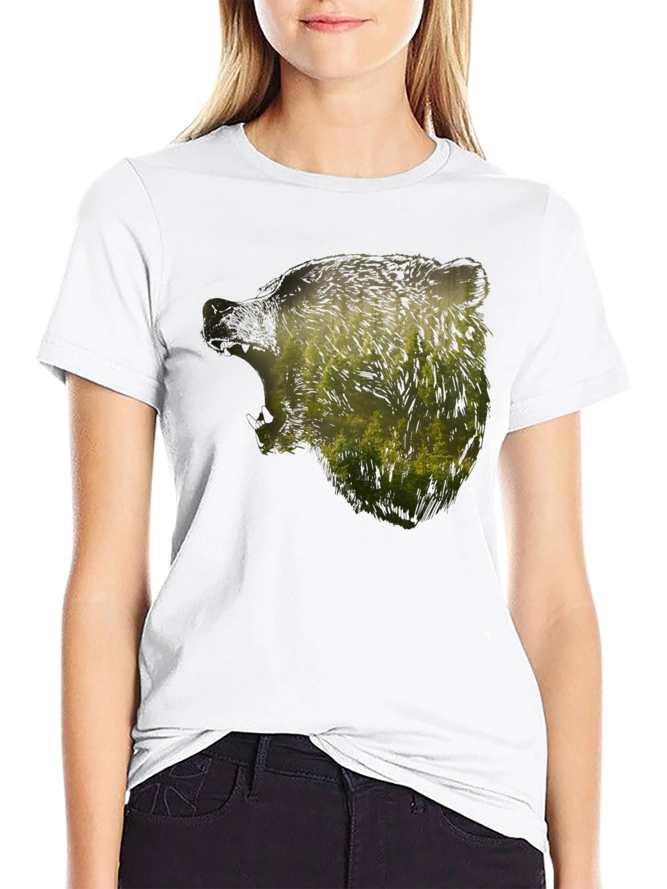 Nature Bear Graphic Black T-Shirt