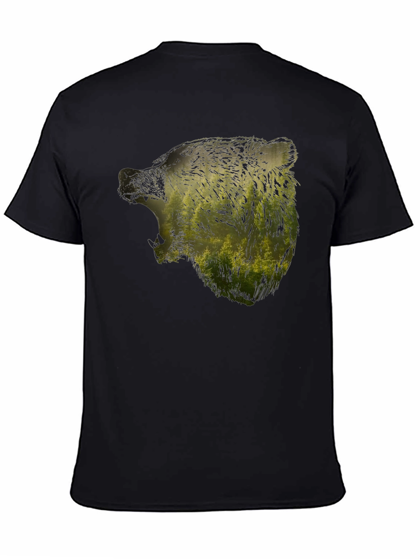 Nature Bear Graphic Black T-Shirt