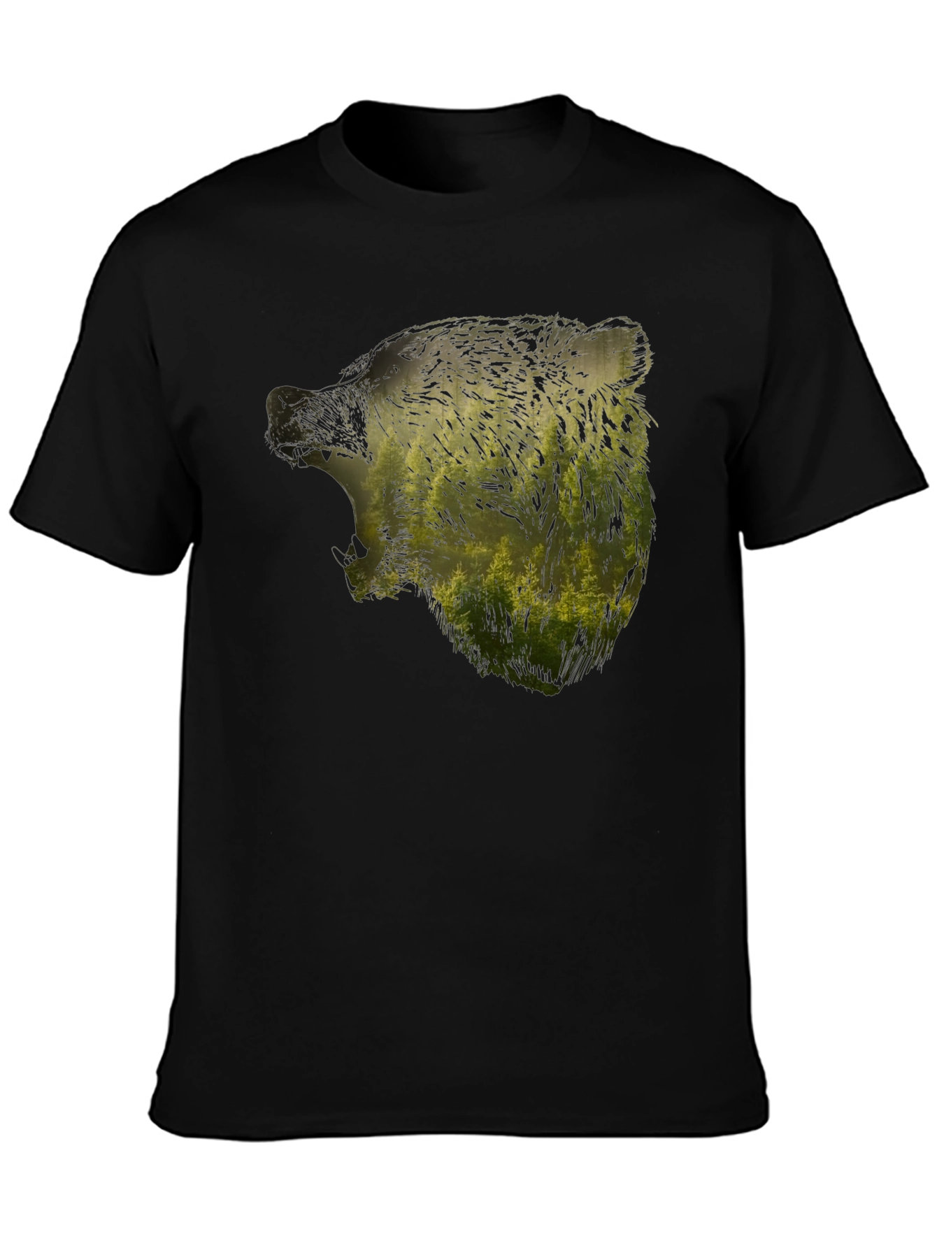 Nature Bear Graphic Black T-Shirt