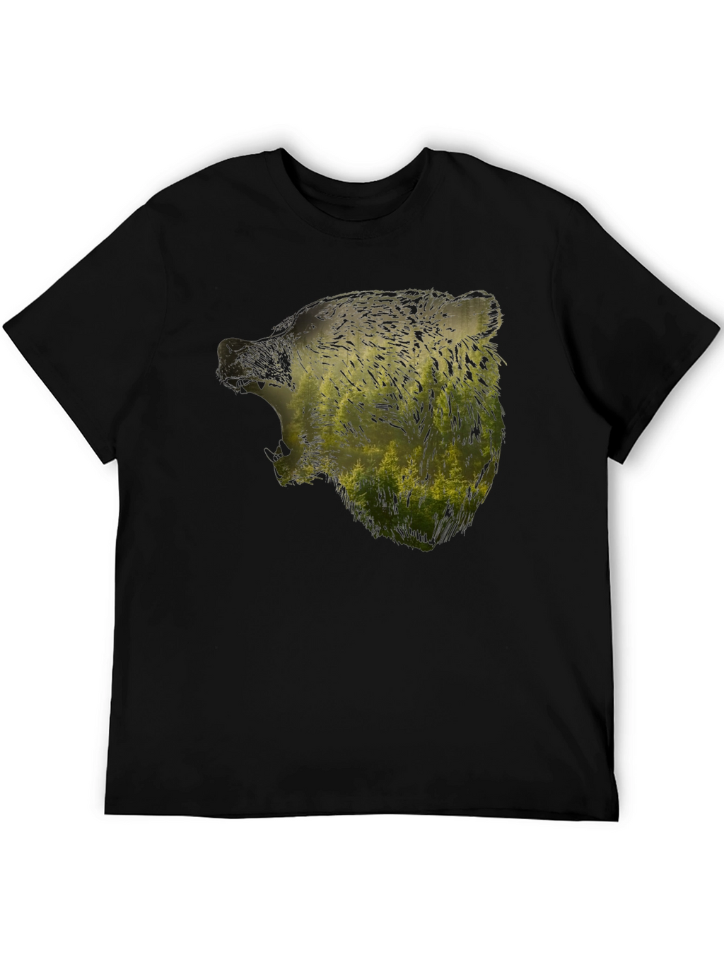 Nature Bear Graphic Black T-Shirt
