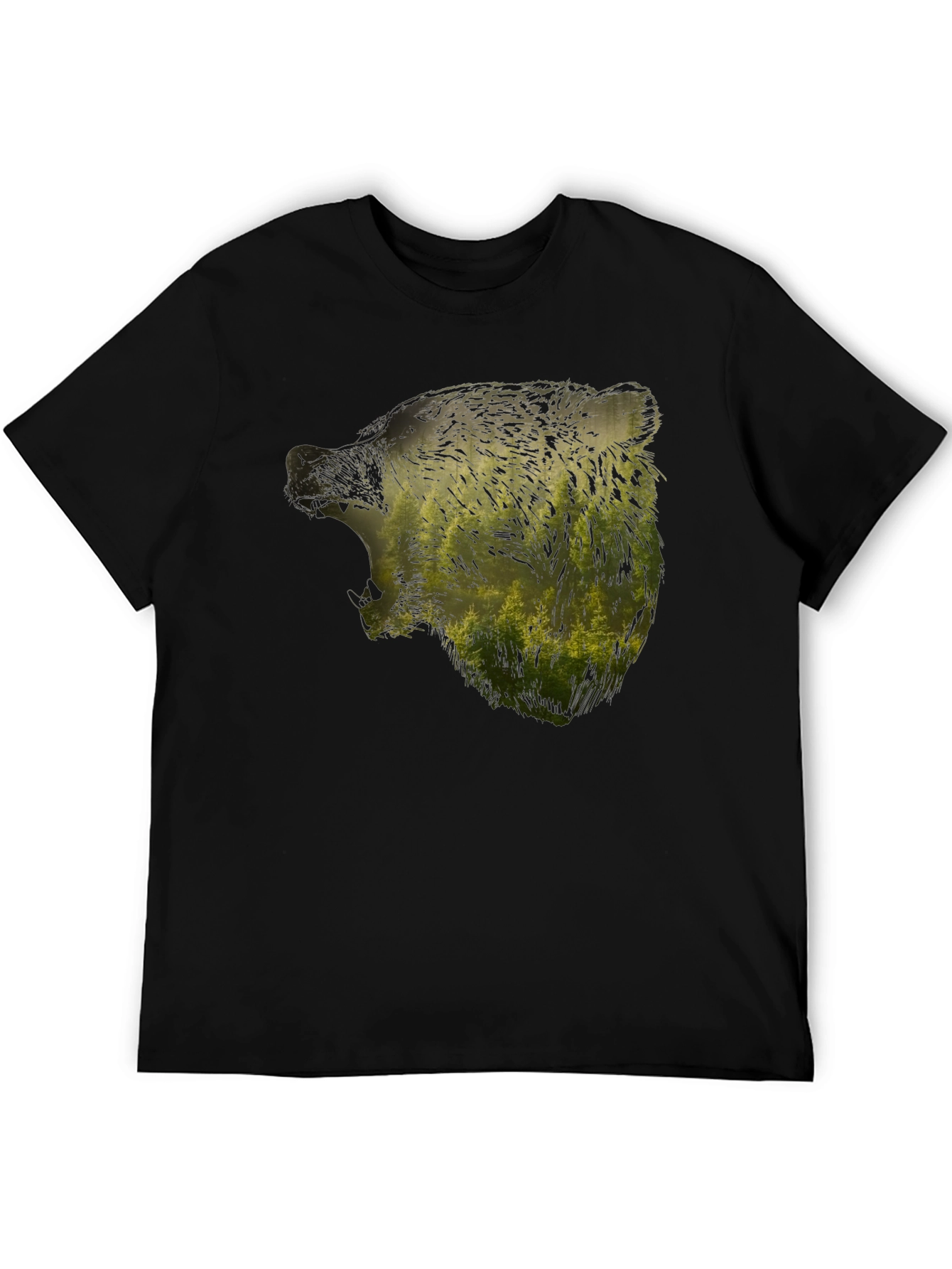 Nature Bear Graphic Black T-Shirt