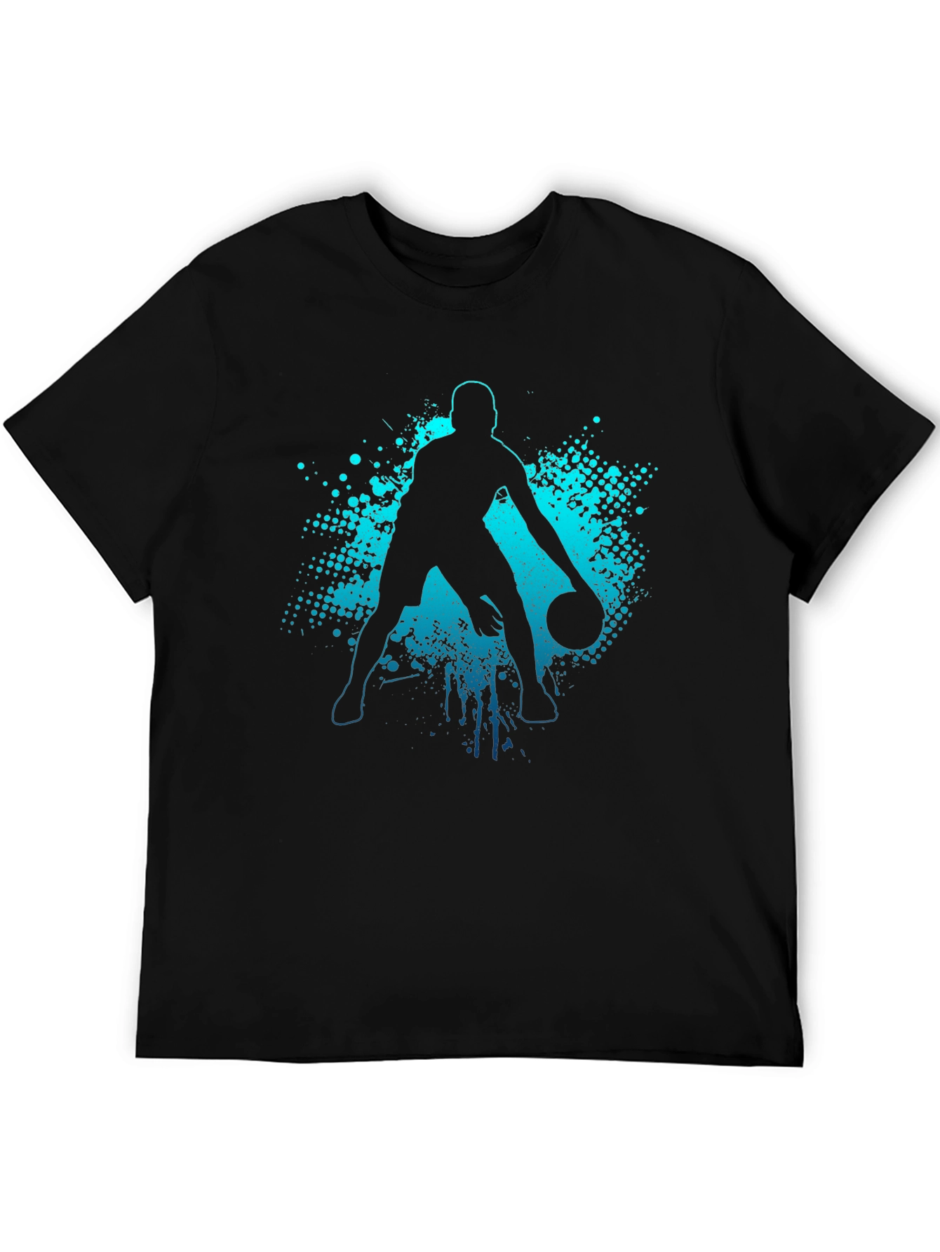 Basketball Player Graphic Tee - Black Cotton T-Shirt