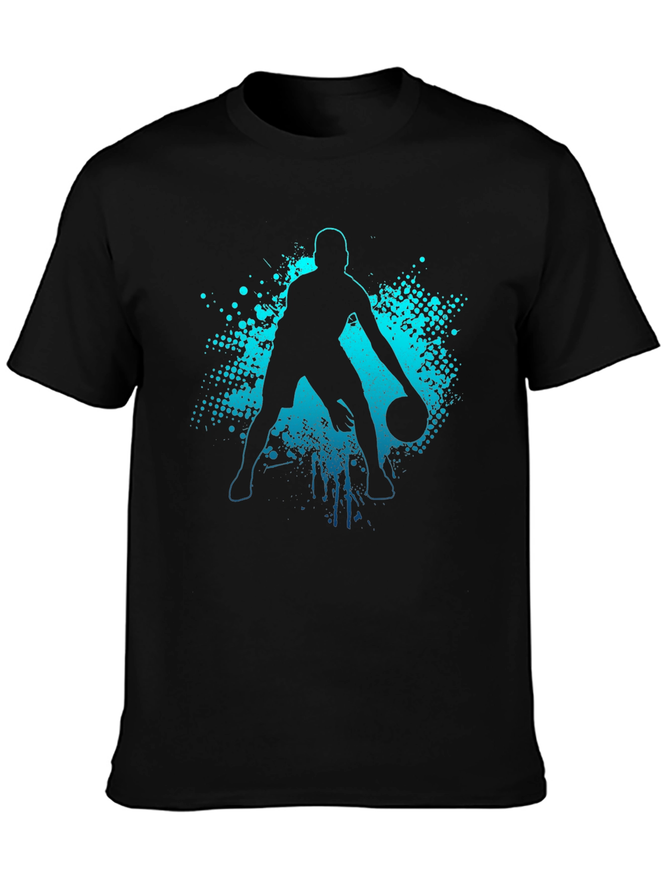 Basketball Player Graphic Tee - Black Cotton T-Shirt