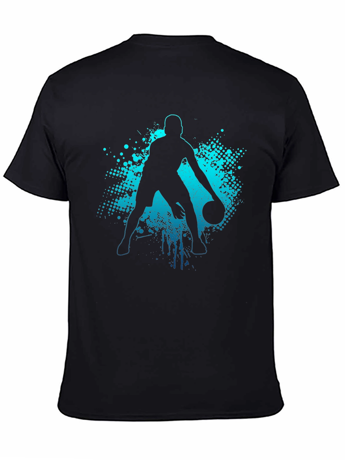 Basketball Player Graphic Tee - Black Cotton T-Shirt