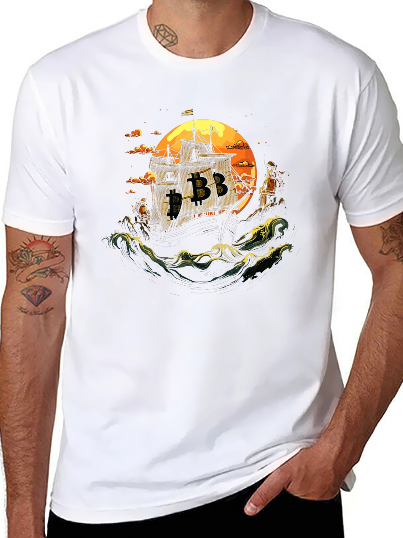 Bitcoin Pirate Ship Black T-Shirt