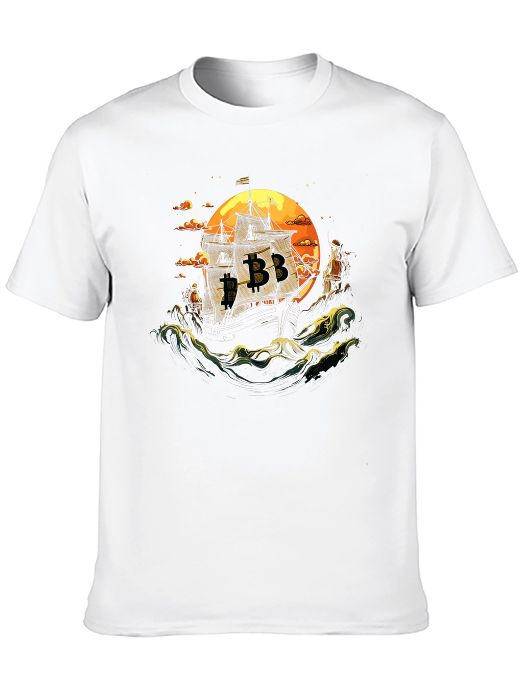 Bitcoin Pirate Ship Black T-Shirt